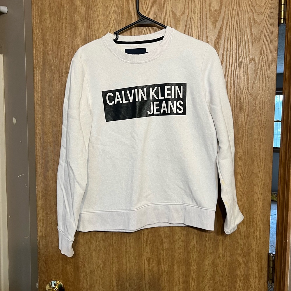 Calvin Klein Jeans white crew neck sweatshirt